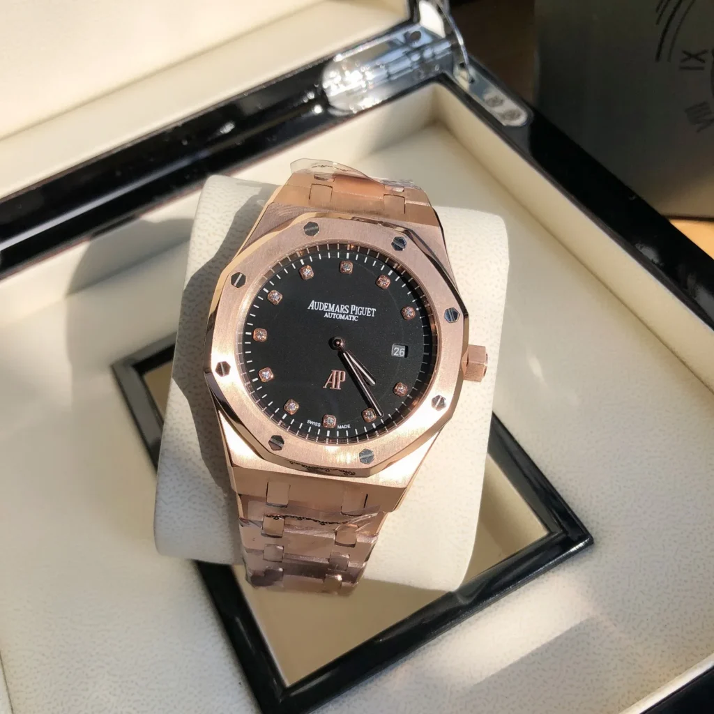 Super Clone Audemars Piguet Royal Oak “Jumbo” Extra-Thin 15207OR.OO.1240OR.01 39mm Black Dial Rose Gold –