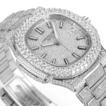 Super Clone Patek Philippe Nautilus 5711 40mm Up Full 3000pcs Moissanite Pave Hongkong – Customize Diamod – Swiss SuperClone