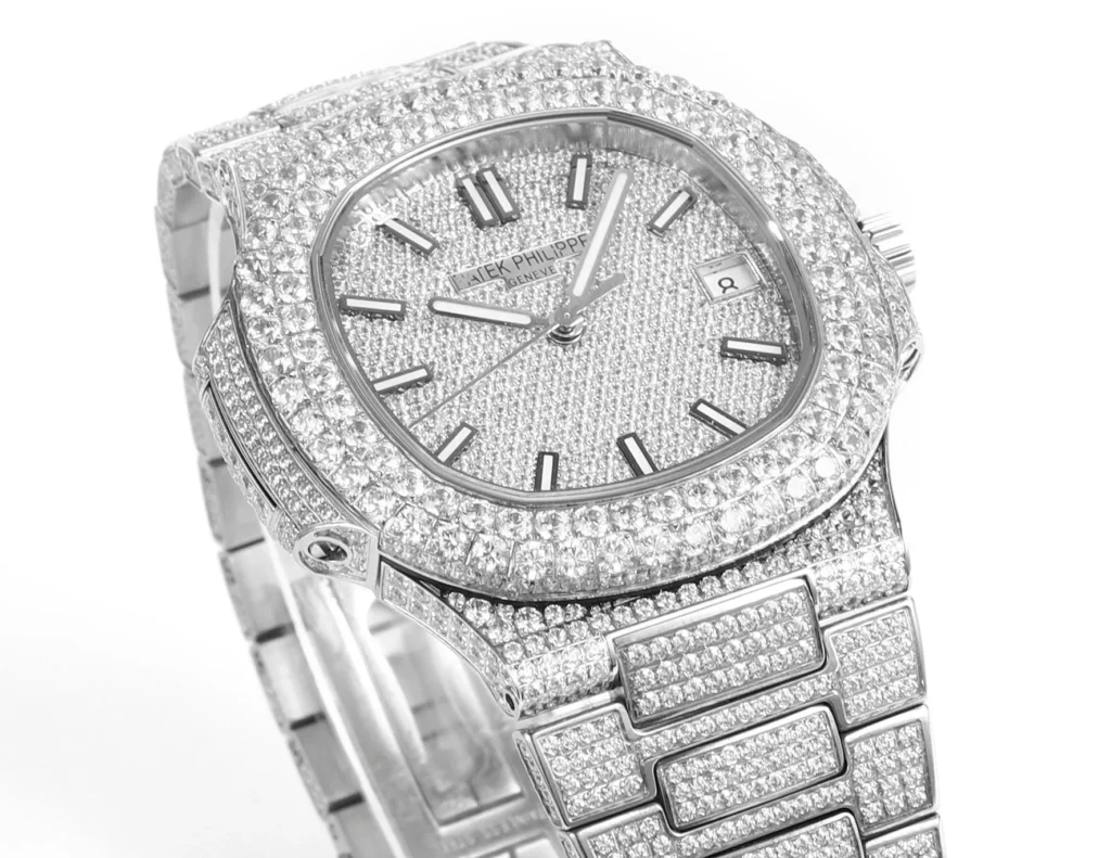 Super Clone Patek Philippe Nautilus 5711 40mm Up Full 3000pcs Moissanite Pave Hongkong – Customize Diamod – Swiss SuperClone