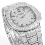 Super Clone Patek Philippe Nautilus 5711 40mm Up Full 3000pcs Moissanite Pave Hongkong – Customize Diamod – Swiss SuperClone