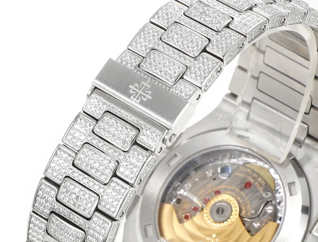 Super Clone Patek Philippe Nautilus 5711 40mm Up Full 3000pcs Moissanite Pave Hongkong – Customize Diamod – Swiss SuperClone
