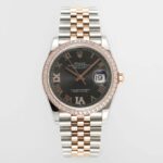 Super Clone Rolex Datejust Slate Diamond Dial 126281RBR-0011 36 mm — dial close-up