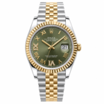 Super Clone Rolex Datejust Olive Green Roman Diamond Dial 126233-0026 36 mm