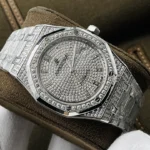 Super Clone Audemars Piguet Royal Oak 15400ST 41mm Full Moissanite Hongkong – Customize Diamod