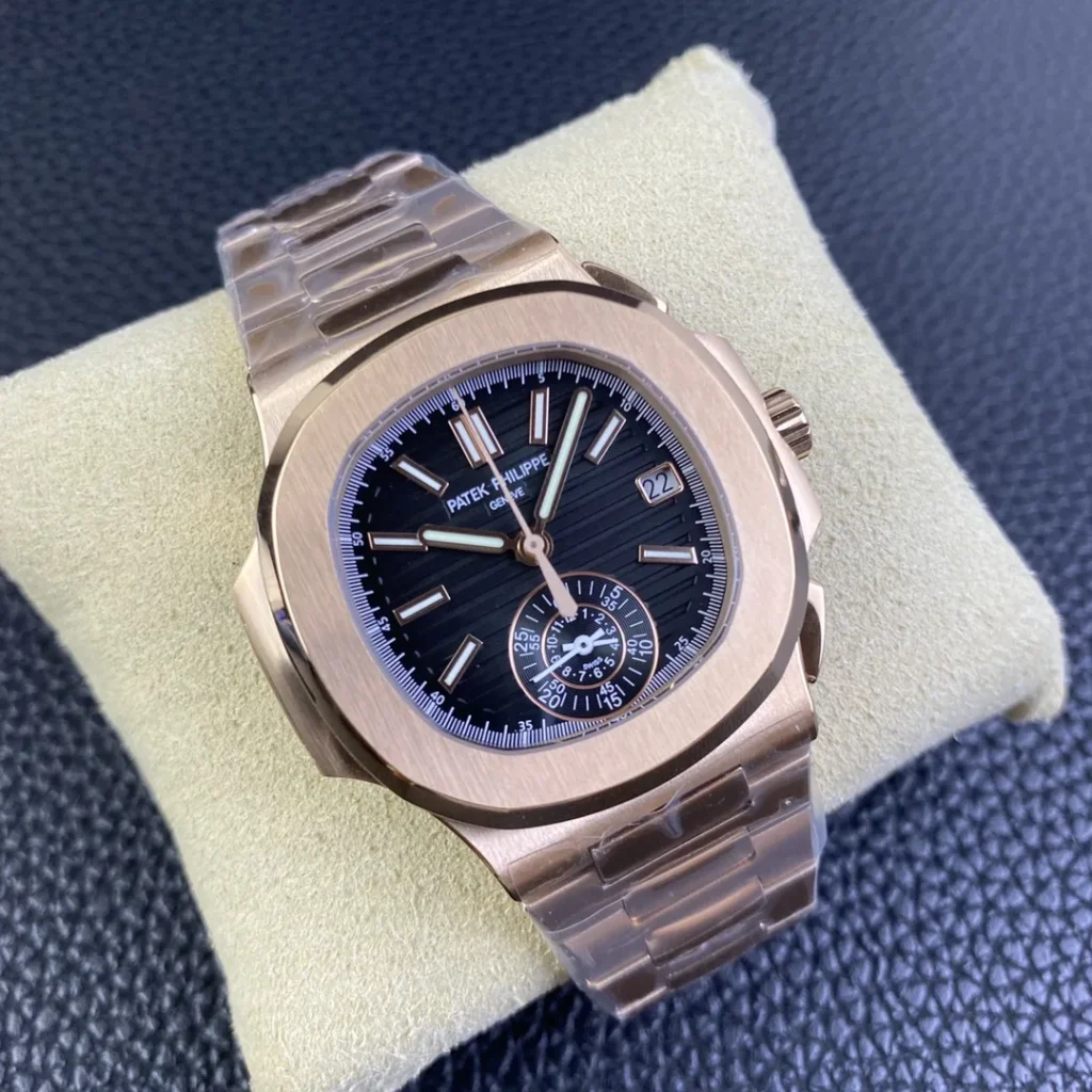 Super Clone Patek Philippe Nautilus Chronograph 5980/1R-001 40mm Black-Gray Dial Rose Gold – Swiss SuperClone