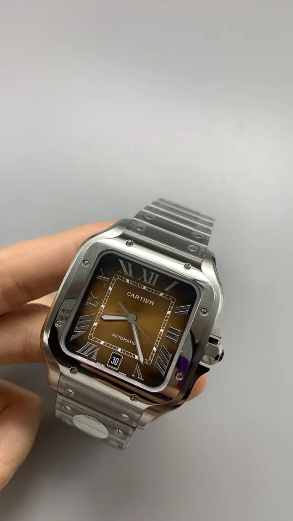 Super Clone Cartier Santos De Cartier Chocolate Dial WSSA0065 35.5mm – Swiss SuperClone