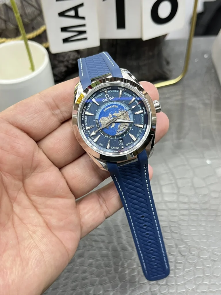 Super Clone Omega Seamaster Aqua Terra Worldtimer 43mm Blue Dial – Swiss SuperClone