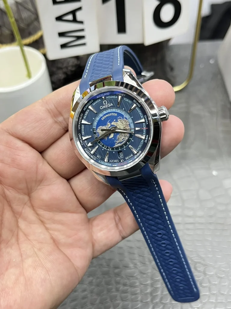 Super Clone Omega Seamaster Aqua Terra Worldtimer 43mm Blue Dial – Swiss SuperClone