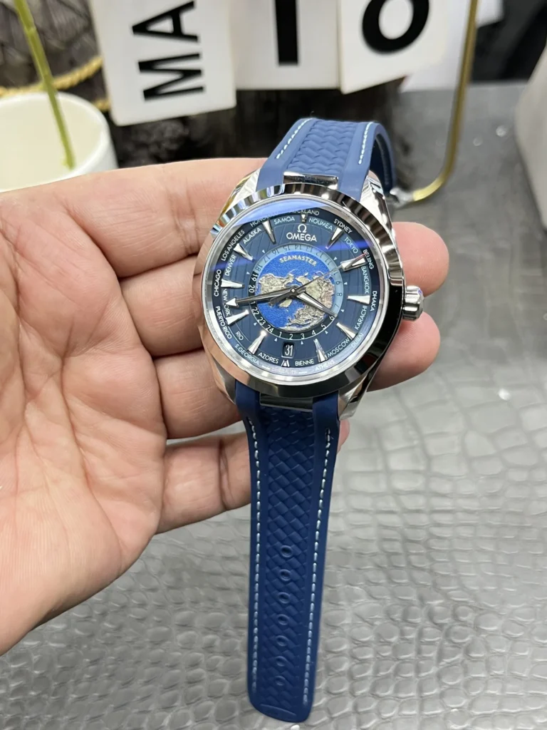 Super Clone Omega Seamaster Aqua Terra Worldtimer 43mm Blue Dial – Swiss SuperClone
