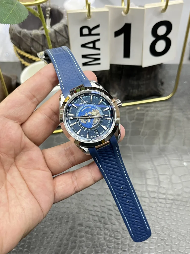 Super Clone Omega Seamaster Aqua Terra Worldtimer 43mm Blue Dial – Swiss SuperClone