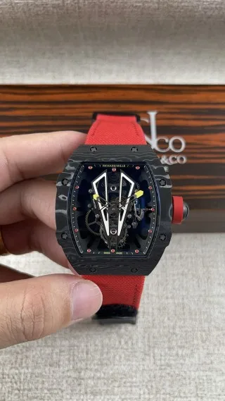 Super Clone Richard Mille RM 27-03 Richard Mille 42mm Carbon Đen 43gram