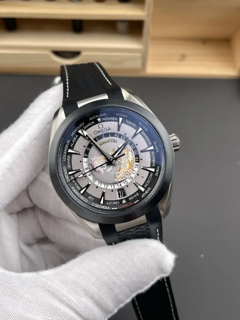 Super Clone Omega Seamaster Aqua Terra Co-Axial Master Chronometer GMT Worldtimer 220.92.43.22.99.001 43mm – Swiss SuperClone