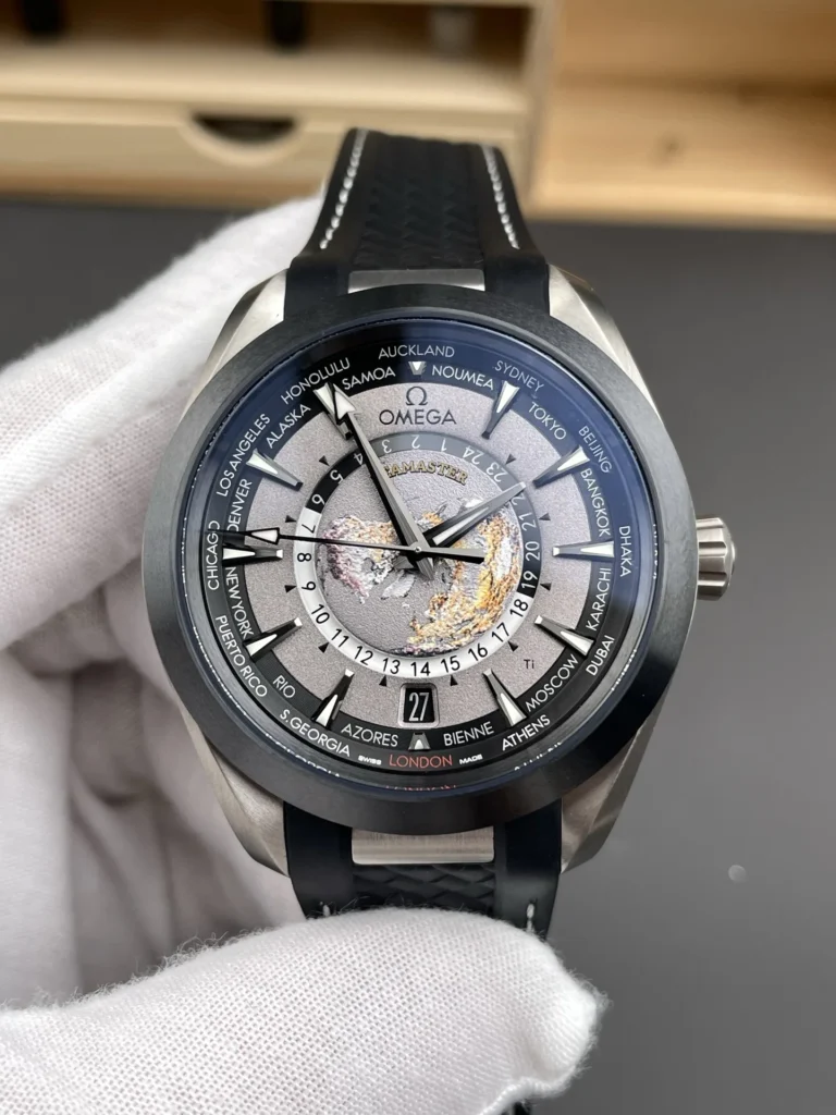 Super Clone Omega Seamaster Aqua Terra Co-Axial Master Chronometer GMT Worldtimer 220.92.43.22.99.001 43mm – Swiss SuperClone