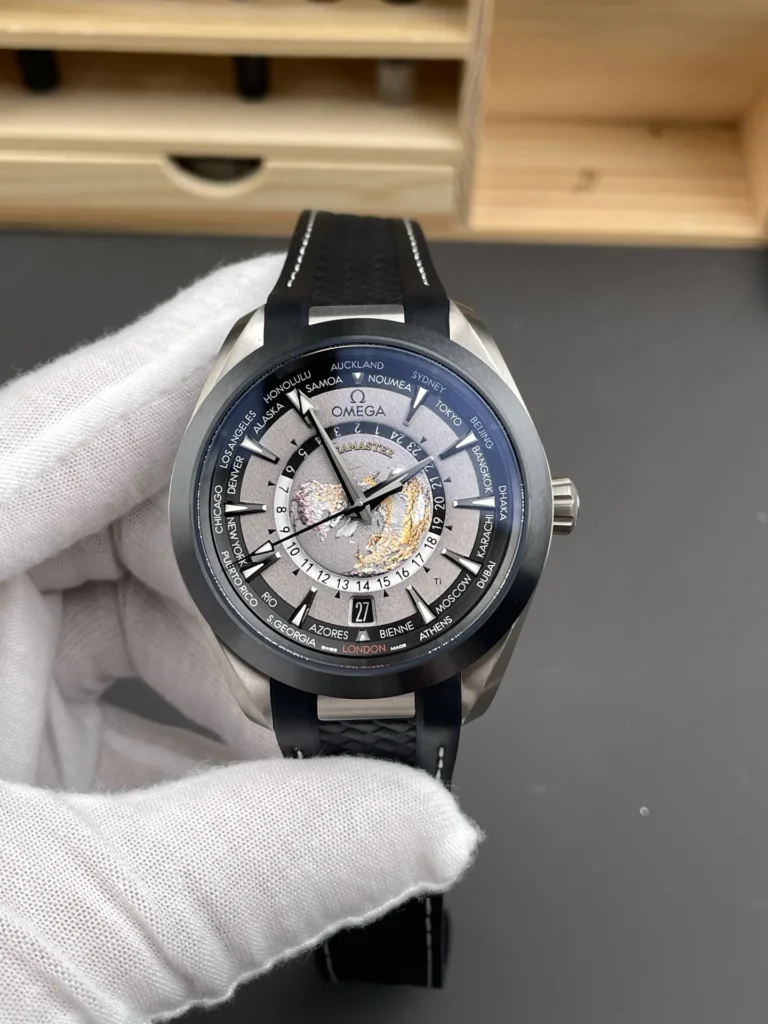 Super Clone Omega Seamaster Aqua Terra Co-Axial Master Chronometer GMT Worldtimer 220.92.43.22.99.001 43mm – Swiss SuperClone