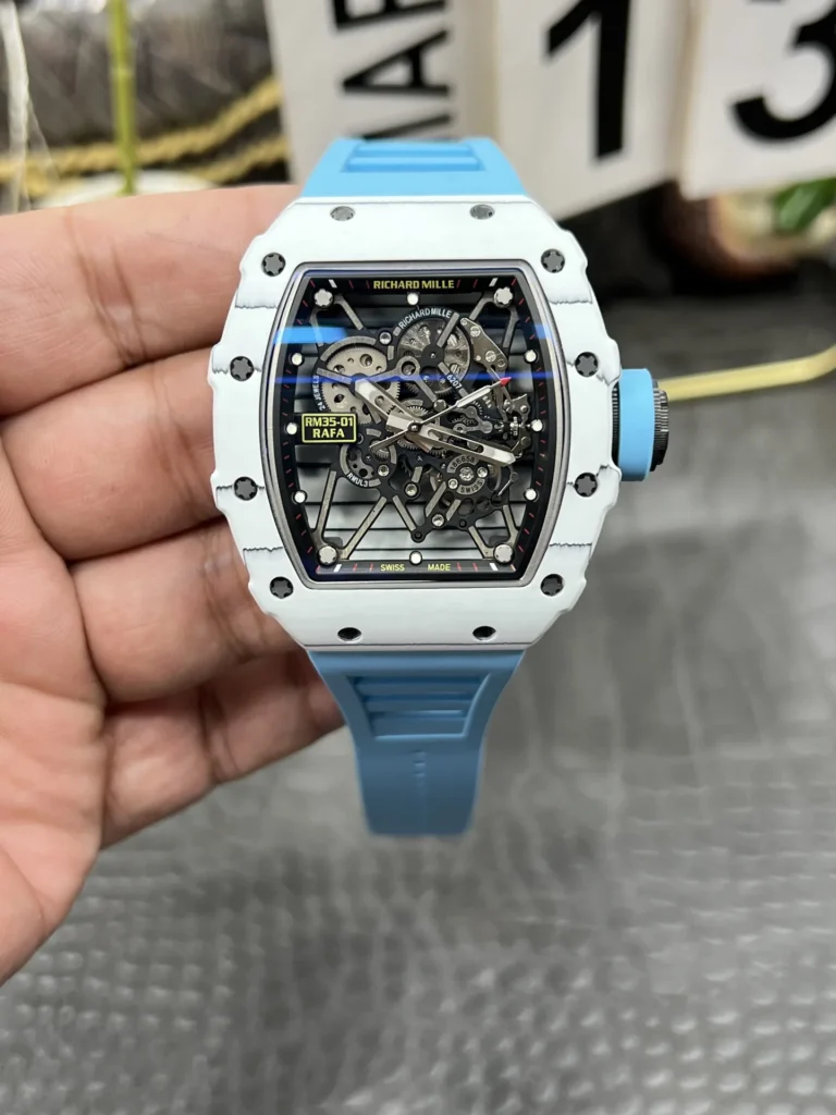 Super Clone Richard Mille RM 35-01 Richard Mille Rafa Cacbon NTPT Blue Strap 42mm