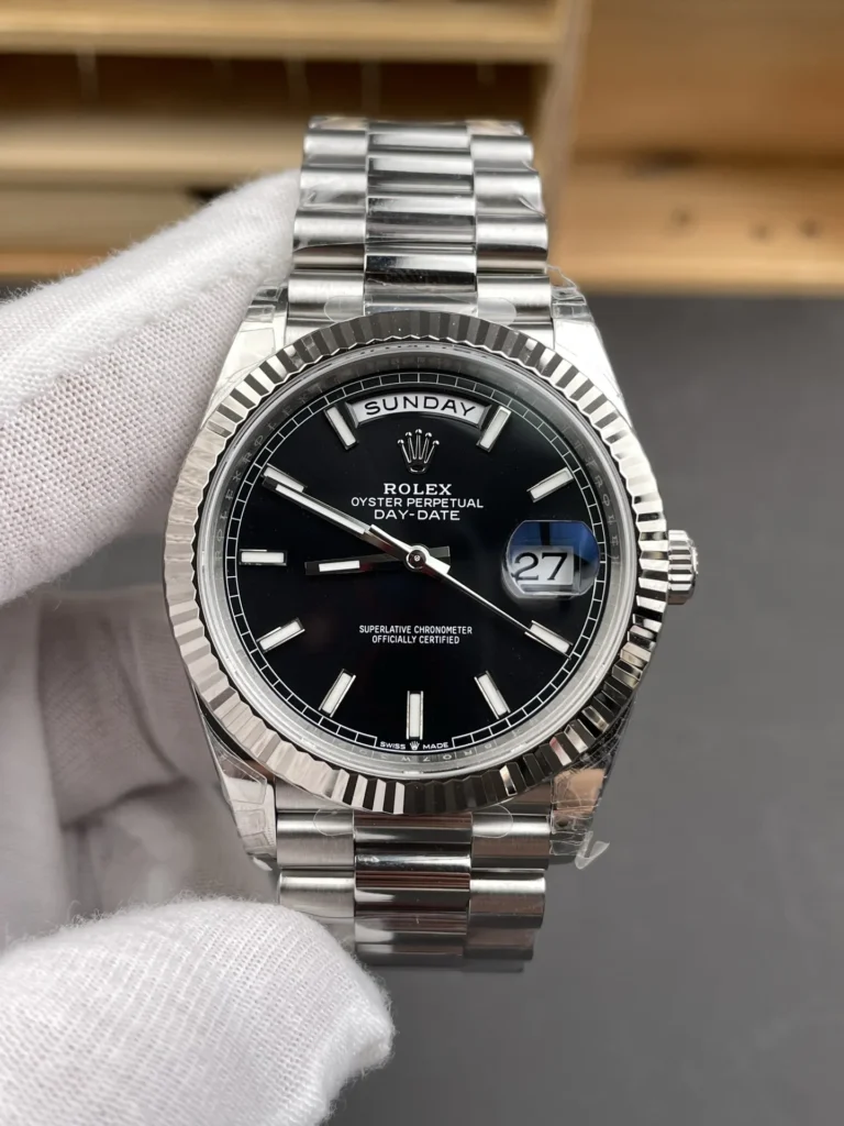 Super Clone Rolex Day-Date Bright Black Dial 228236-0003 40 mm – Swiss SuperClone