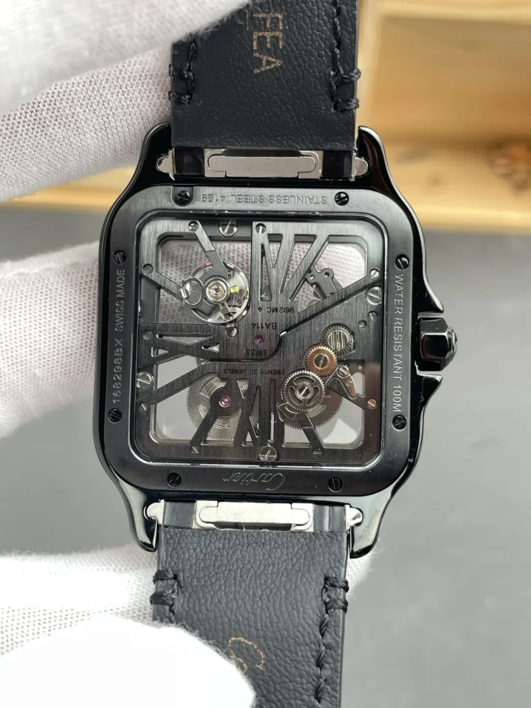 Super Clone Cartier Santos Large Skeleton Black 39mm – Swiss SuperClone