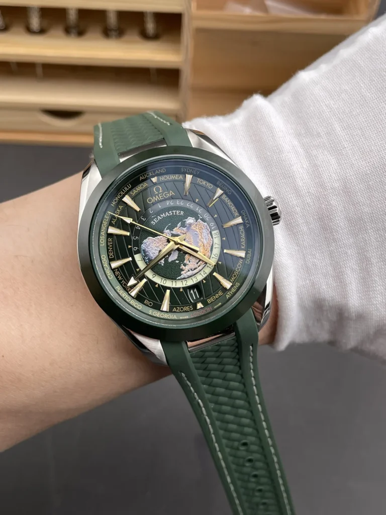 Super Clone Omega Seamaster Aqua Terra Worldtimer 43mm Green Dial – Swiss SuperClone