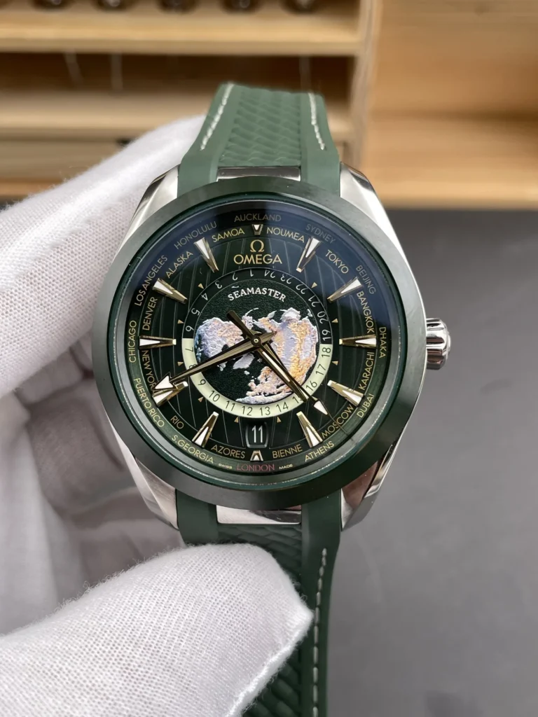 Super Clone Omega Seamaster Aqua Terra Worldtimer 43mm Green Dial – Swiss SuperClone