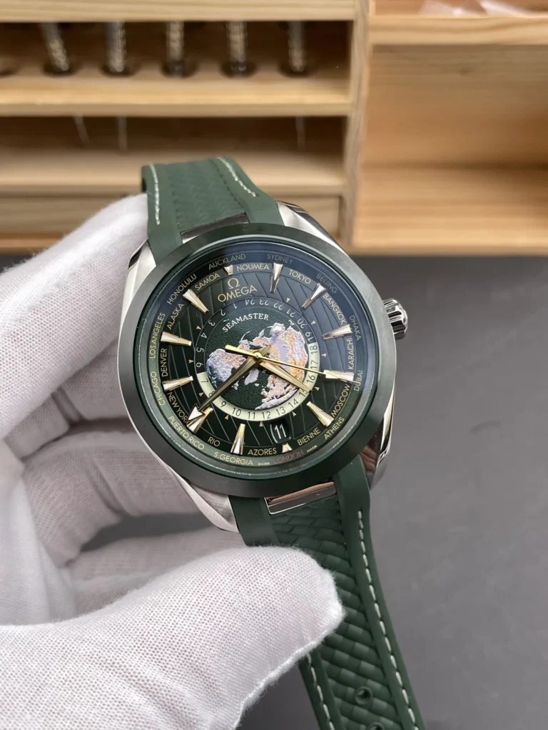 Super Clone Omega Seamaster Aqua Terra Worldtimer 43mm Green Dial – Swiss SuperClone