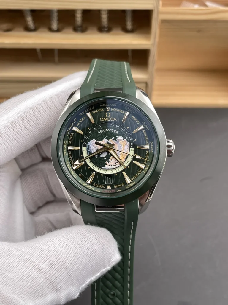 Super Clone Omega Seamaster Aqua Terra Worldtimer 43mm Green Dial – Swiss SuperClone