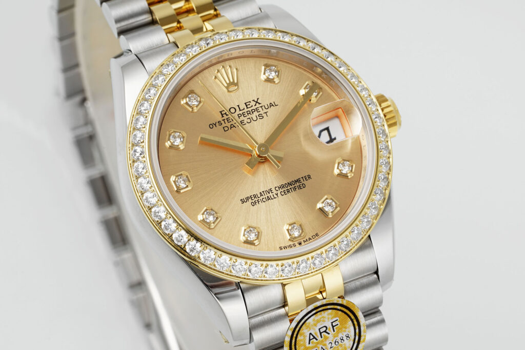 Super Clone Rolex Datejust Champagne Diamond Dial 126283RBR-0003 36 mm — dial close-up