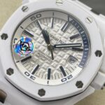 Super Clone Audemars Piguet Royal Oak Offshore Diver 15707CE 42mm White Dial Ceramic — case and bezel