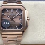 Super Clone Patek Philippe Cubitus 5821/1AR-001 45mm Chocolate Dial Rose Gold — dial close-up
