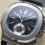 Super Clone Patek Philippe Nautilus Chronograph 5980/1A-014 40.5mm Black Dial with Leather Strap — view 9