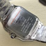Super Clone Cartier Santos De Cartier Medium Blue WSSA0063 35.5mm – — on leather display