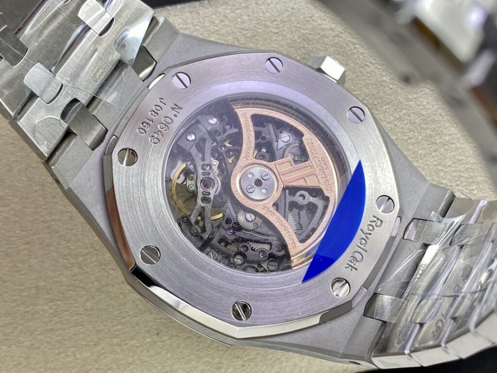 Super Clone Audemars Piguet Royal Oak 15407ST.OO 41mm Skeleton Dial Steel V3 Base — on leather display
