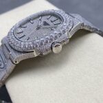 Super Clone Patek Philippe Nautilus 5711 40mm Up Full 3000pcs Moissanite Pave Hongkong – Customize Diamod — case and bezel