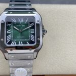 Super Clone Cartier Santos De Cartier Medium Green WSSA0061 35.5mm — dial close-up