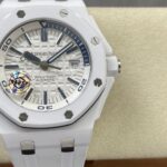 Super Clone Audemars Piguet Royal Oak Offshore Diver 15707CE 42mm White Dial Ceramic — dial close-up
