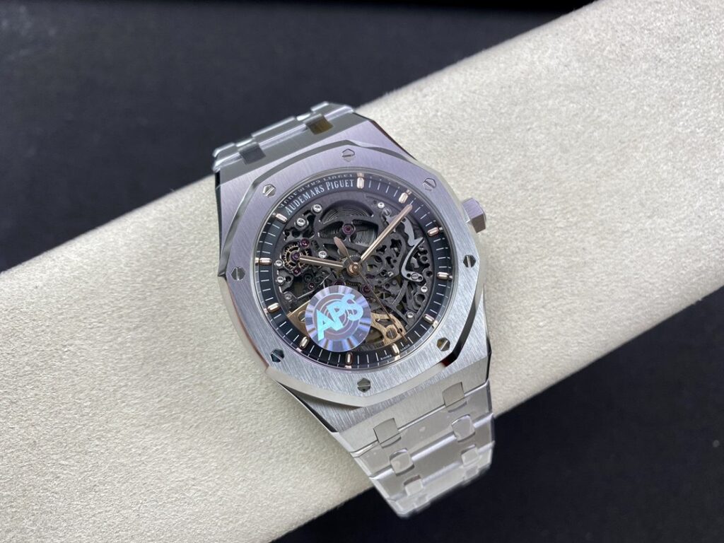 Super Clone Audemars Piguet Royal Oak 15407ST.OO 41mm Skeleton Dial Steel V3 Base — movement / caseback view
