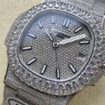 Super Clone Patek Philippe Nautilus 5711 40mm Up Full 3000pcs Moissanite Pave Hongkong – Customize Diamod — movement / caseback view