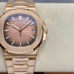 Super Clone Patek Philippe Nautilus 5711/1R-001 40mm Chocolate Dial Rose Gold V3 Update — dial close-up