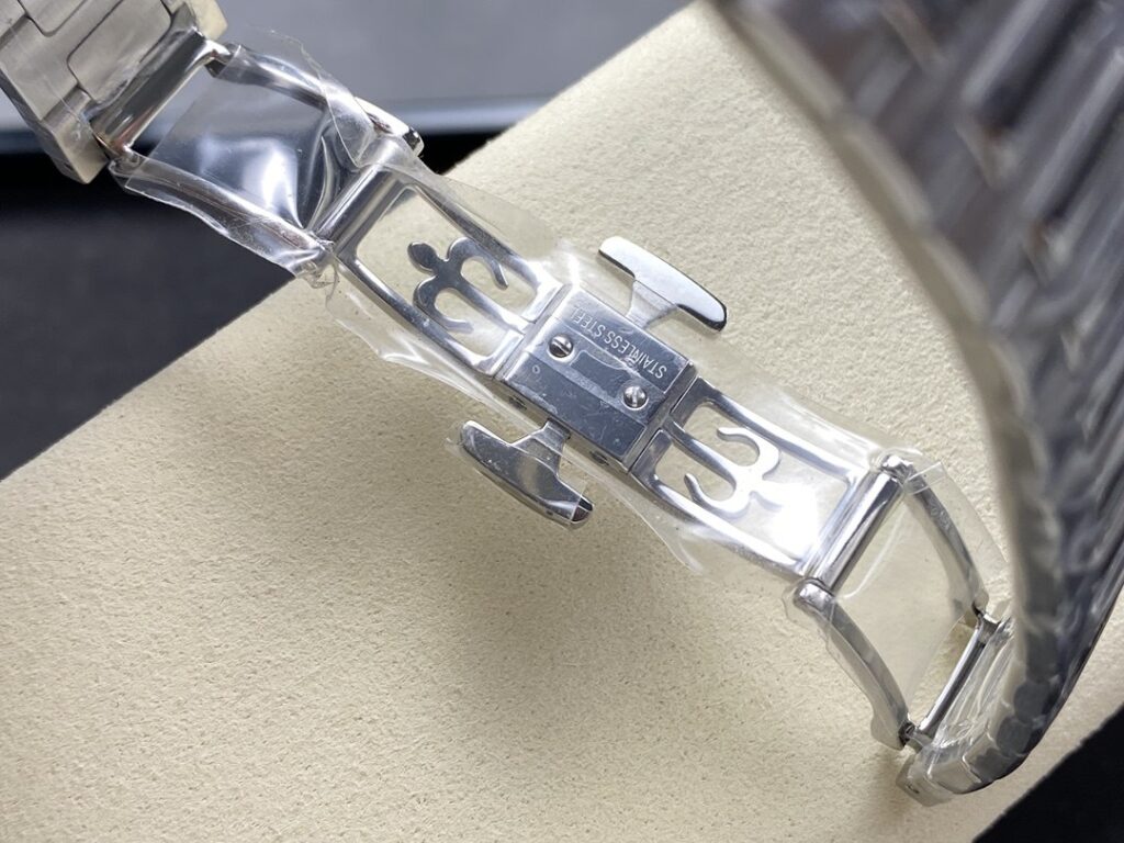 Super Clone Patek Philippe Nautilus 7118/1200A-001 35.2mm Blue Dial Steel — on leather display