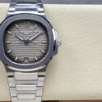 Super Clone Patek Philippe Nautilus 7118/1A-011 35.2mm Gray Dial Steel — dial close-up