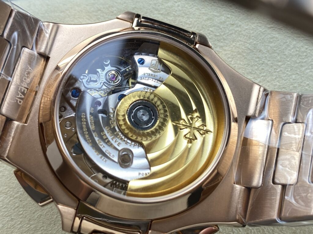 Super Clone Patek Philippe Nautilus Chronograph 5980/1R-001 40mm Black-Gray Dial Rose Gold — side profile