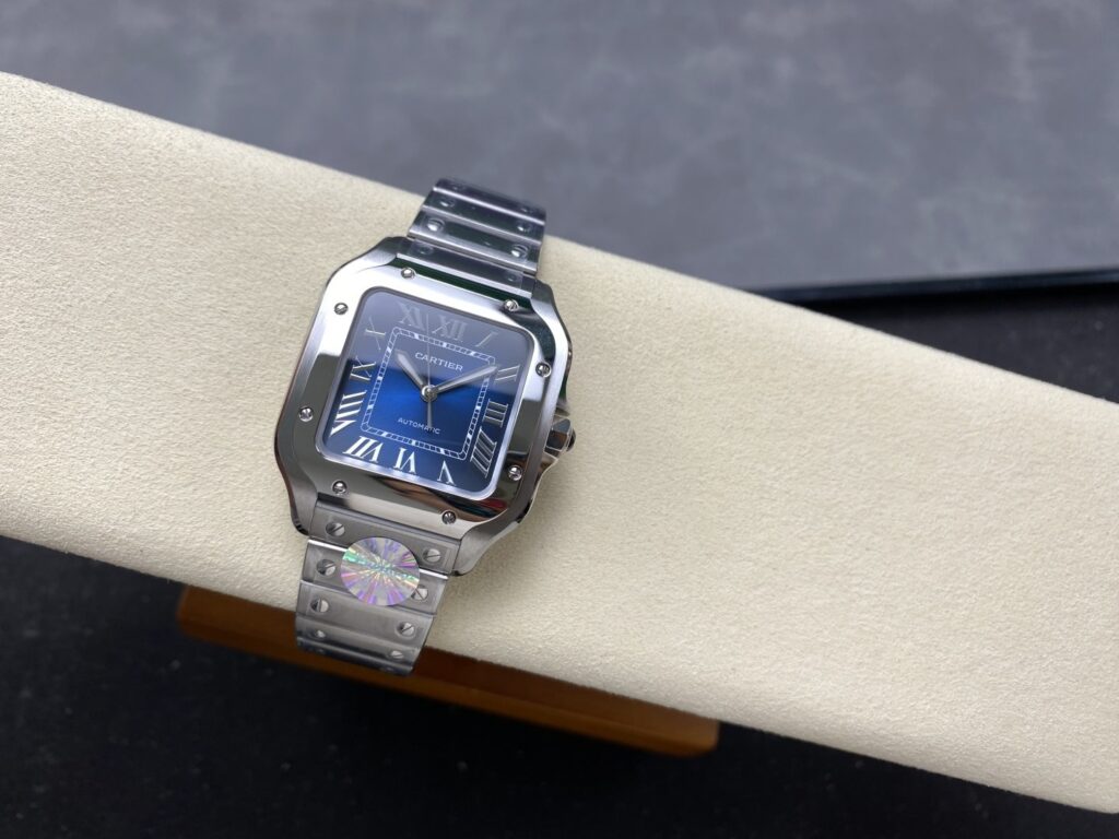 Super Clone Cartier Santos De Cartier Medium Blue WSSA0063 35.5mm – — view 11