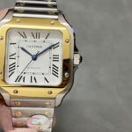 Super Clone Cartier Santos De Cartier Two Tone W2SA0006 35.5mm — dial close-up