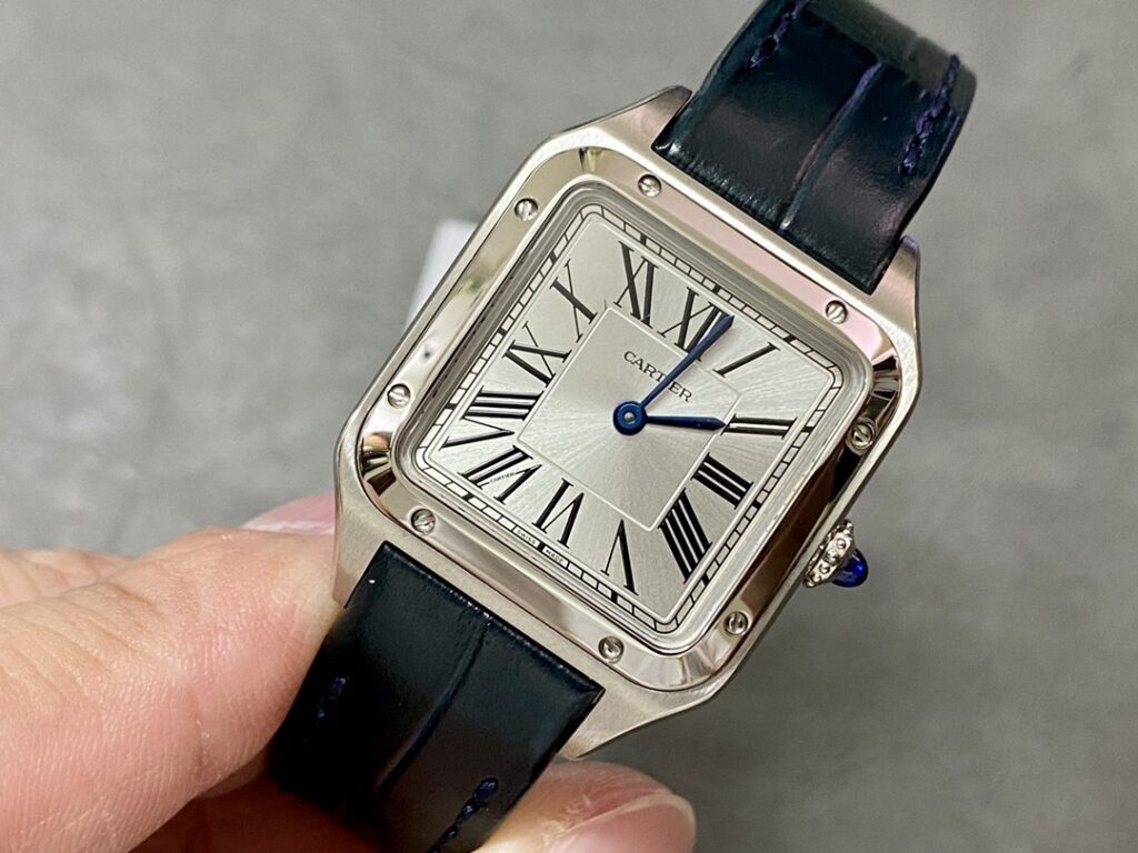 Super Clone Cartier Santos-Dumont 43.5mm WSSA0022 43.5mm x 31.4mm Steel — movement / caseback view