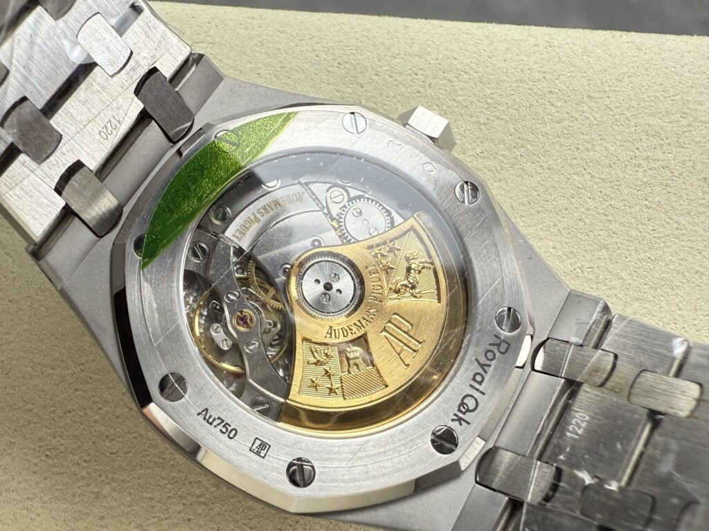 Super Clone Audemars Piguet Royal Oak Frosted-Gold 15454BC 37mm Gray Dial — movement / caseback view