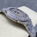 Super Clone Patek Philippe Nautilus 5711 40mm Up Full 3000pcs Moissanite Pave Hongkong – Customize Diamod — bracelet detail