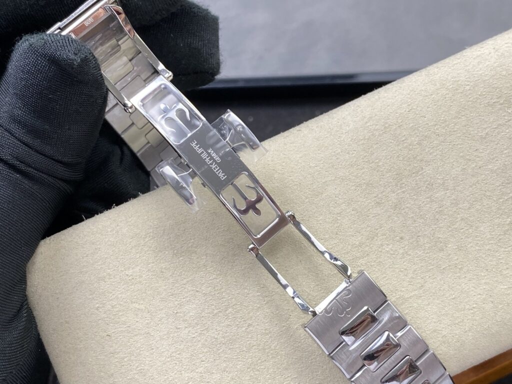 Super Clone Patek Philippe Nautilus 5712/1A-001 Blue Steels — on leather display