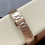 Super Clone Patek Philippe Nautilus 7118/1R-001 35.2mm White Dial Rose Gold — on leather display