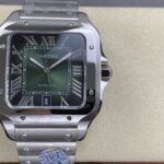 Super Clone Cartier Santos De Cartier Green Dial Large WSSA0062 39.8mm — dial close-up