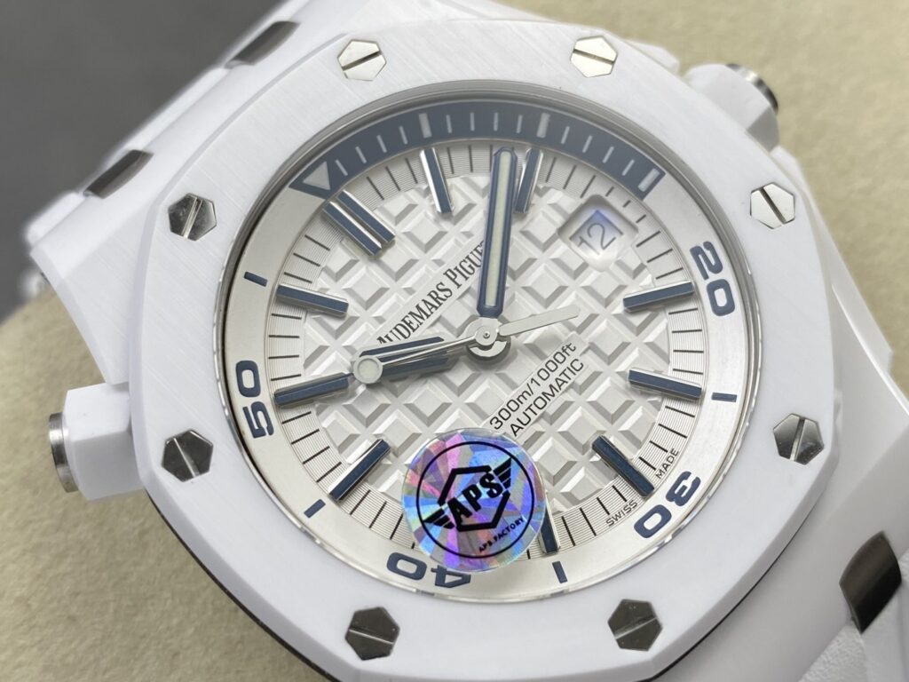 Super Clone Audemars Piguet Royal Oak Offshore Diver 15707CE 42mm White Dial Ceramic — clasp and links