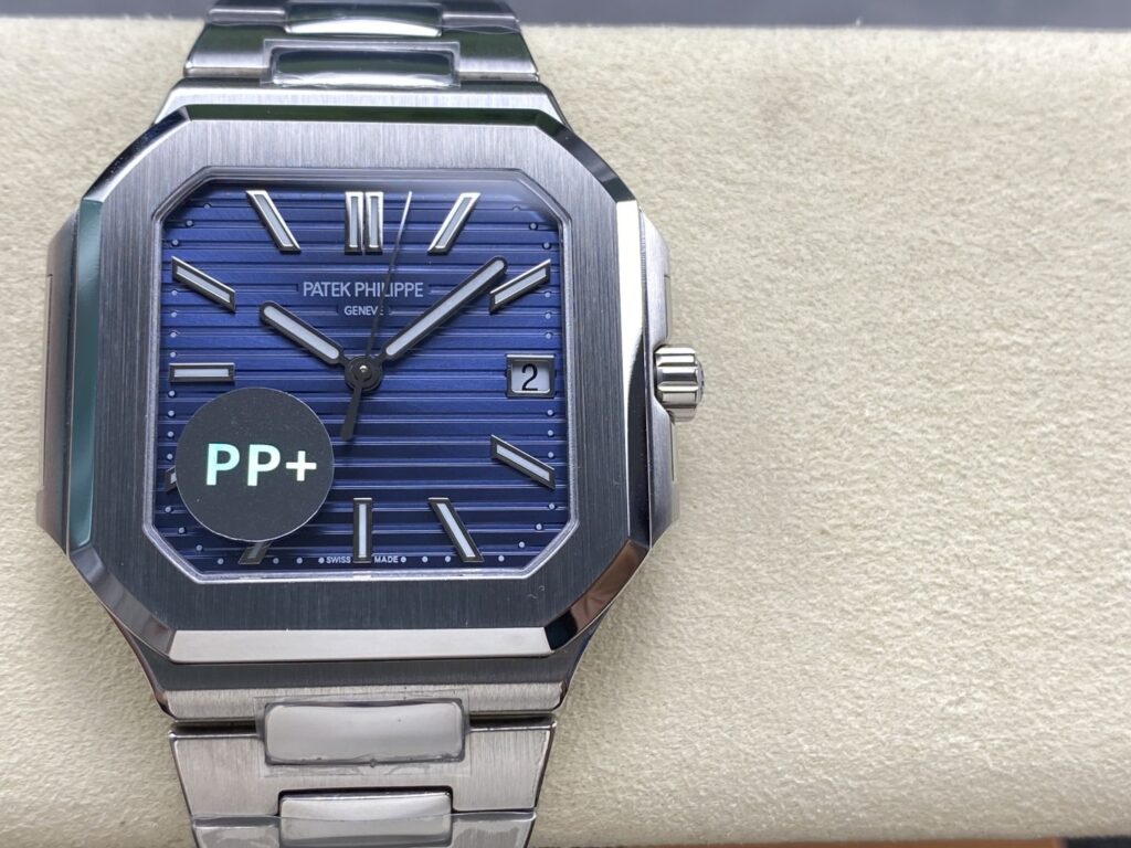 Super Clone Patek Philippe Cubitus 5821/1A-001 45mm Blue Dial — dial close-up